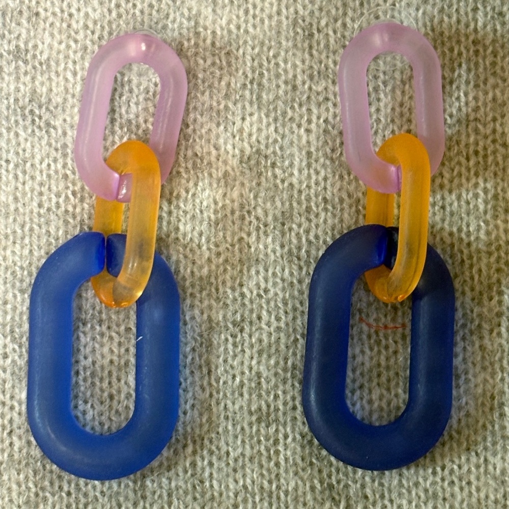 Anthropologie Colorblock Resin Chain Link Earrings NWT Statement